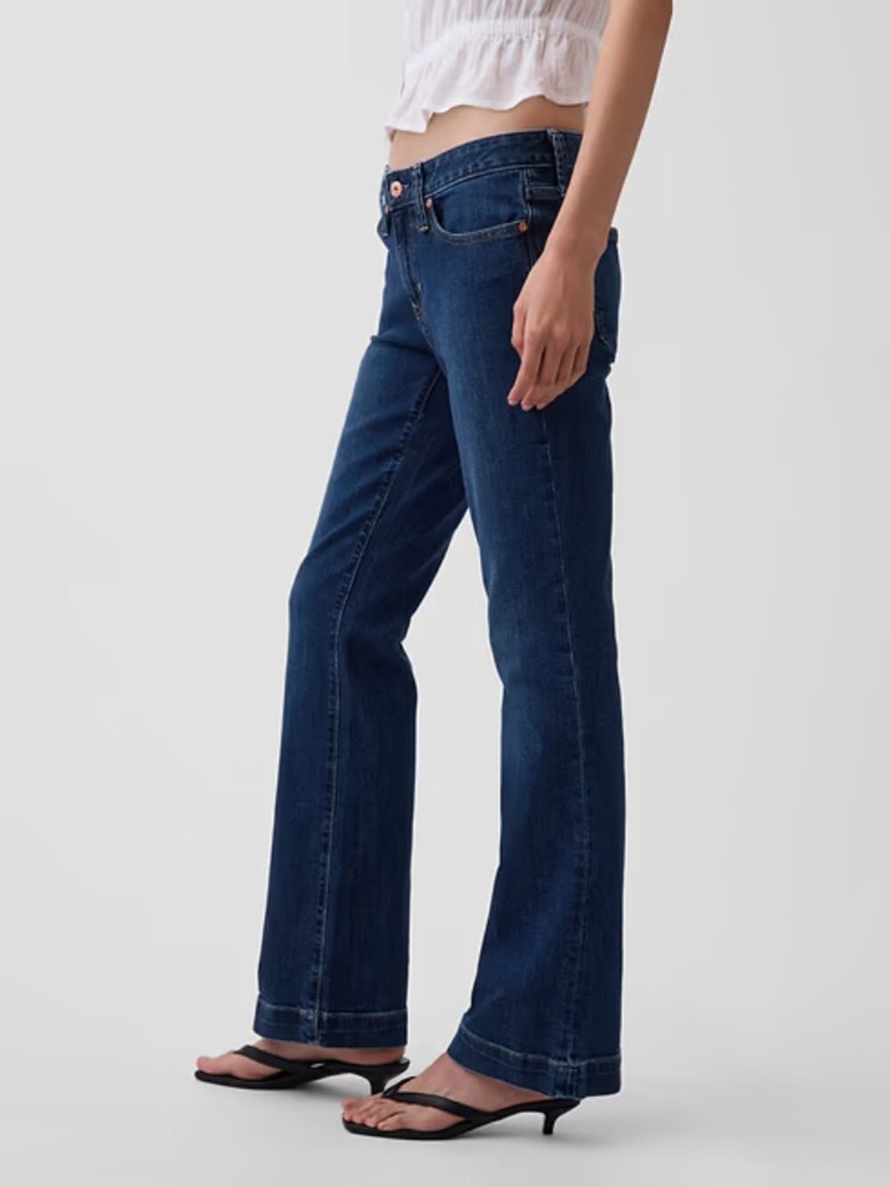 Long & Lean, Low Rise bootcut Jeans, dark wash